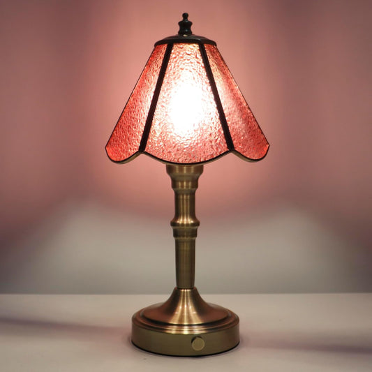 Stained Glass Touch Table Lamp 3-Way Dimmable (Pink Diamond Glass)  12" High -  BigGreenBear.com table lamp 39.99 USD Big Green Bear