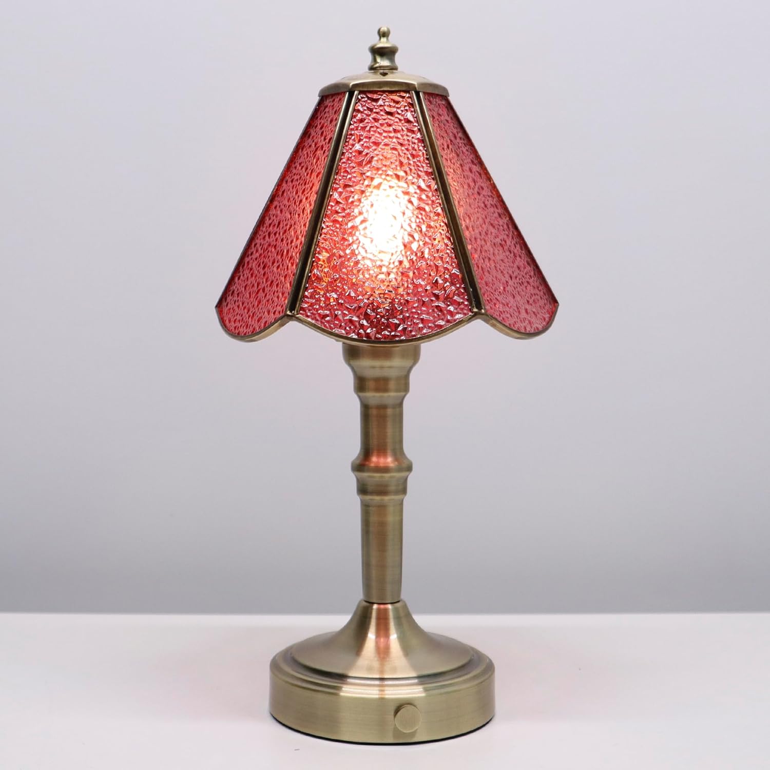 Stained Glass Touch Table Lamp 3-Way Dimmable (Pink Diamond Glass)  12" High -  BigGreenBear.com table lamp 39.99 USD Big Green Bear