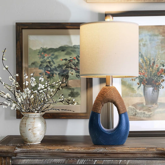 19" Boho Lamp for Bedroom, Bedside for Nightstands, Table Lamp-Blue -  BigGreenBear.com table lamp 49.99 USD Big Green Bear