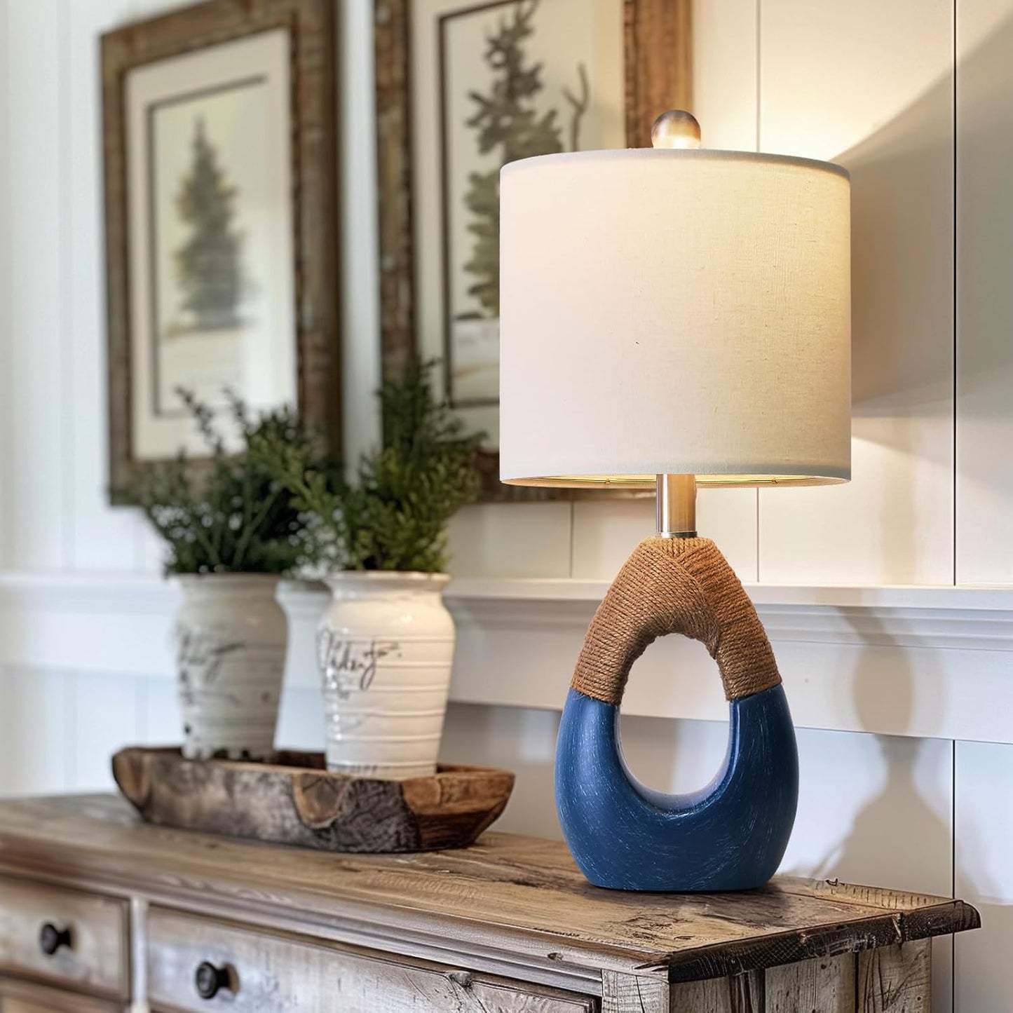 19" Boho Lamp for Bedroom, Bedside for Nightstands, Table Lamp-Blue -  BigGreenBear.com table lamp 49.99 USD Big Green Bear