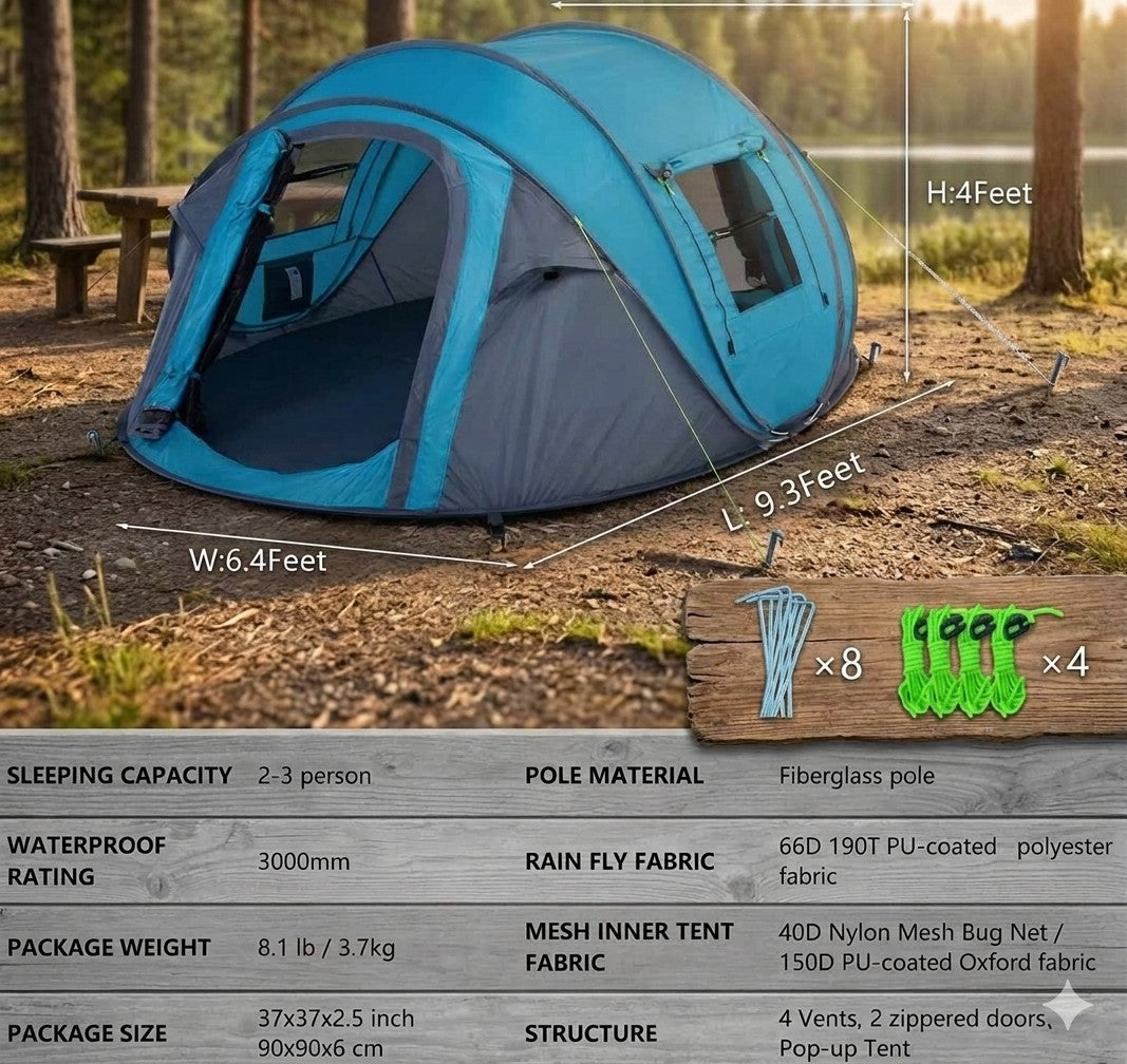 blue 2 person tent Biggreen bear.com