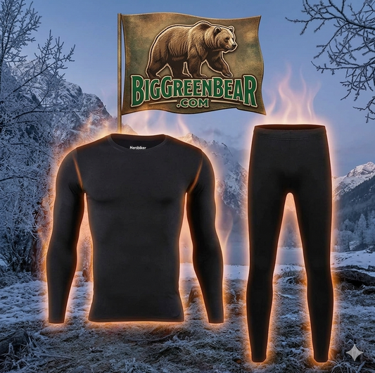 Men's Fleece Thermal Underwear Set: Black