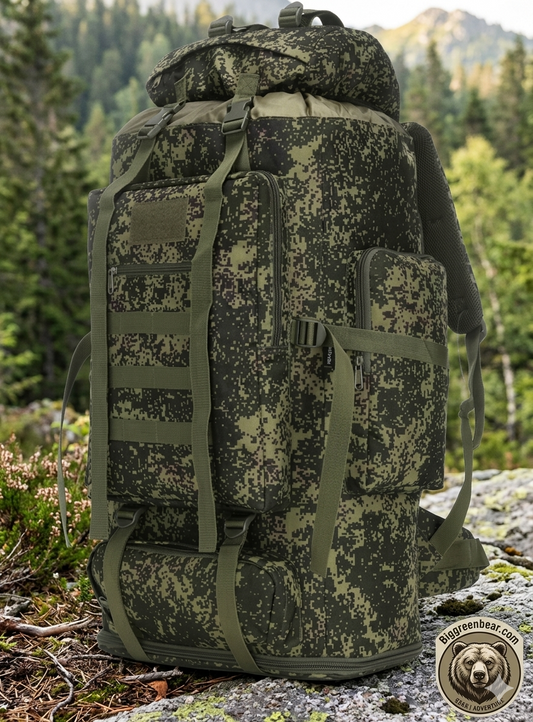 100L Tactical Hiking Backpack - Green Mix