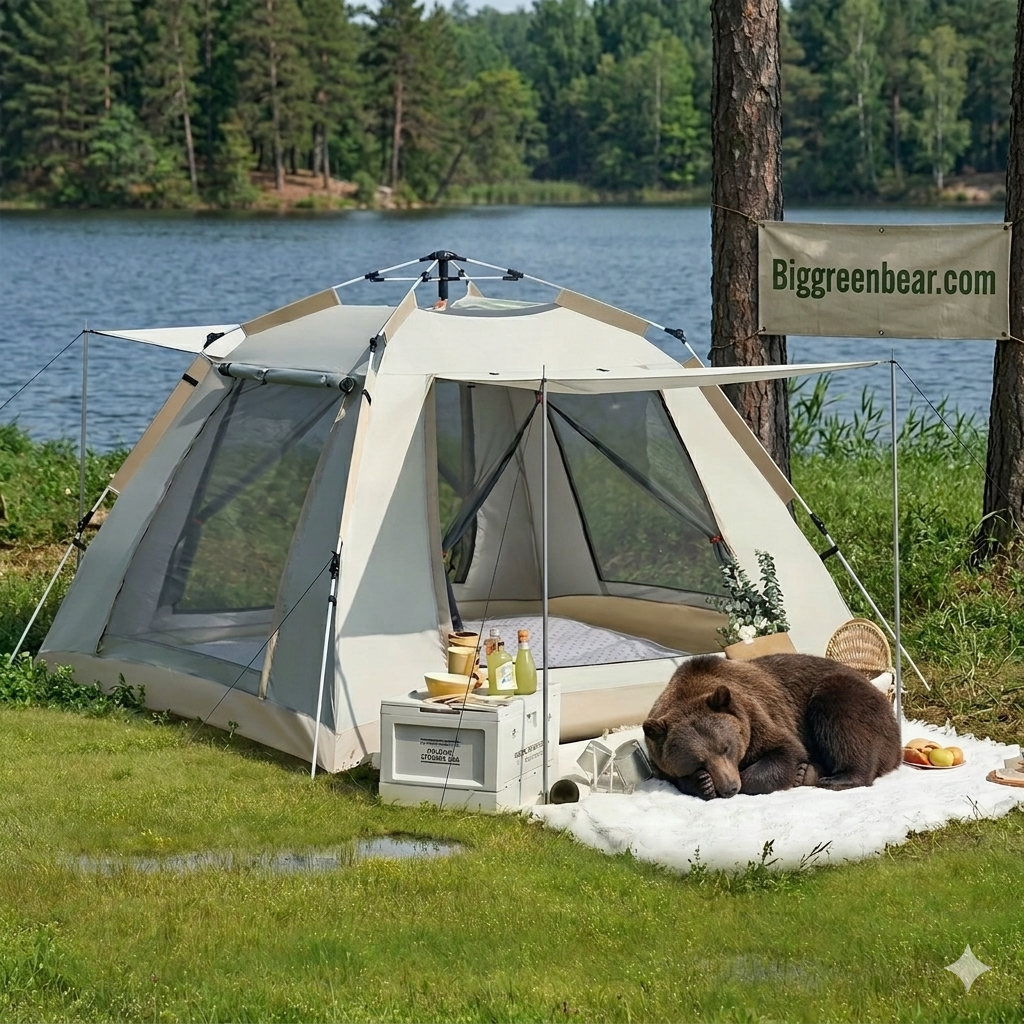 3-5 Person Instant Pop Up Camping Tent - Beige | BGB