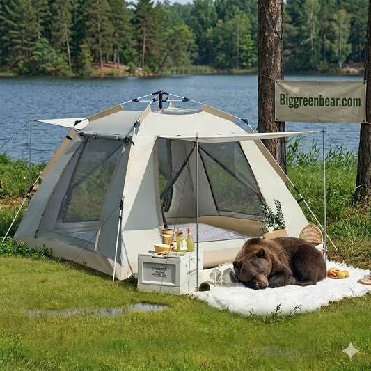 3-5 Person Instant Pop Up Camping Tent - Beige | BGB