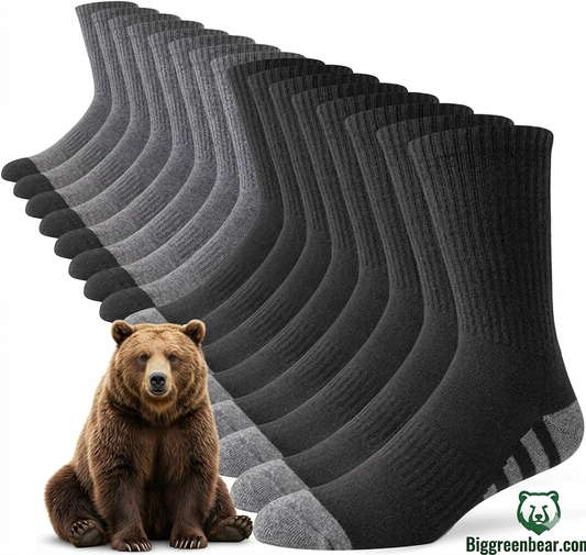 8 Pairs Men's Crew Work Socks - Breathable Cushion Athletic