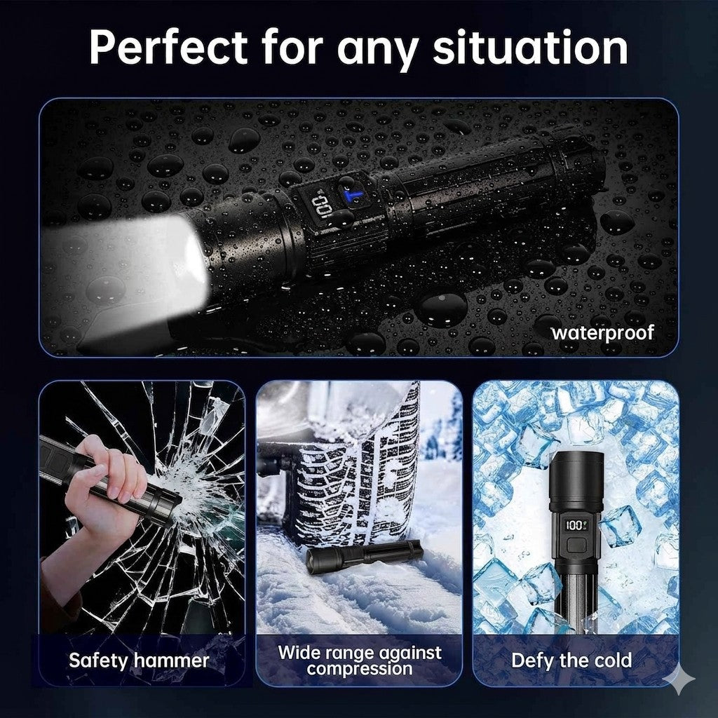 Multifunctional tool with safety hammer, wide range against compression, and ability to defy cold in various scenarios.