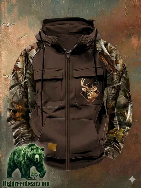 Antler Thermal Camo Zip-Up Hoodie | Big Green Bear
