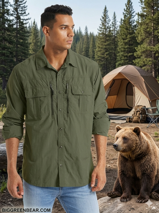 Men’s Long Sleeve Fishing Shirt - Quick Dry Tactical Work Shirt