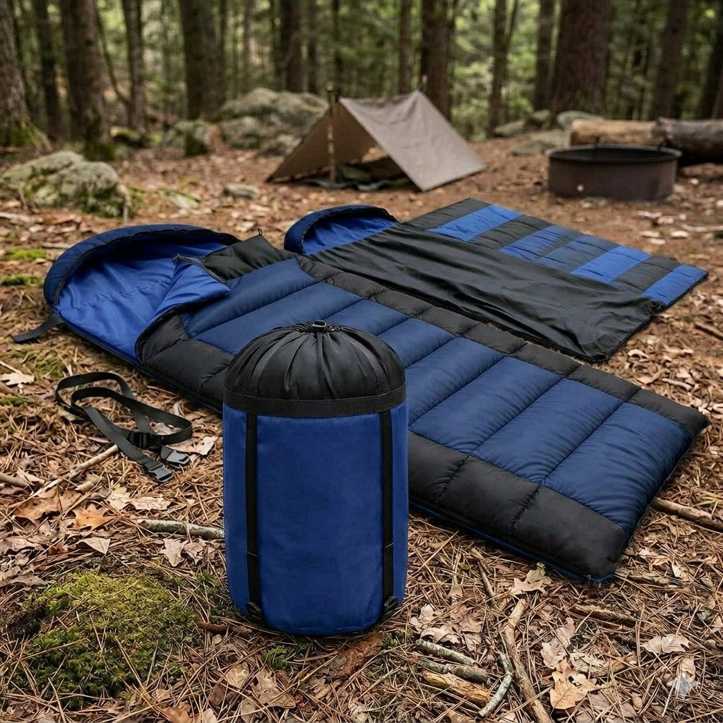 Blue Black Sleeping Bag Big Green Bear