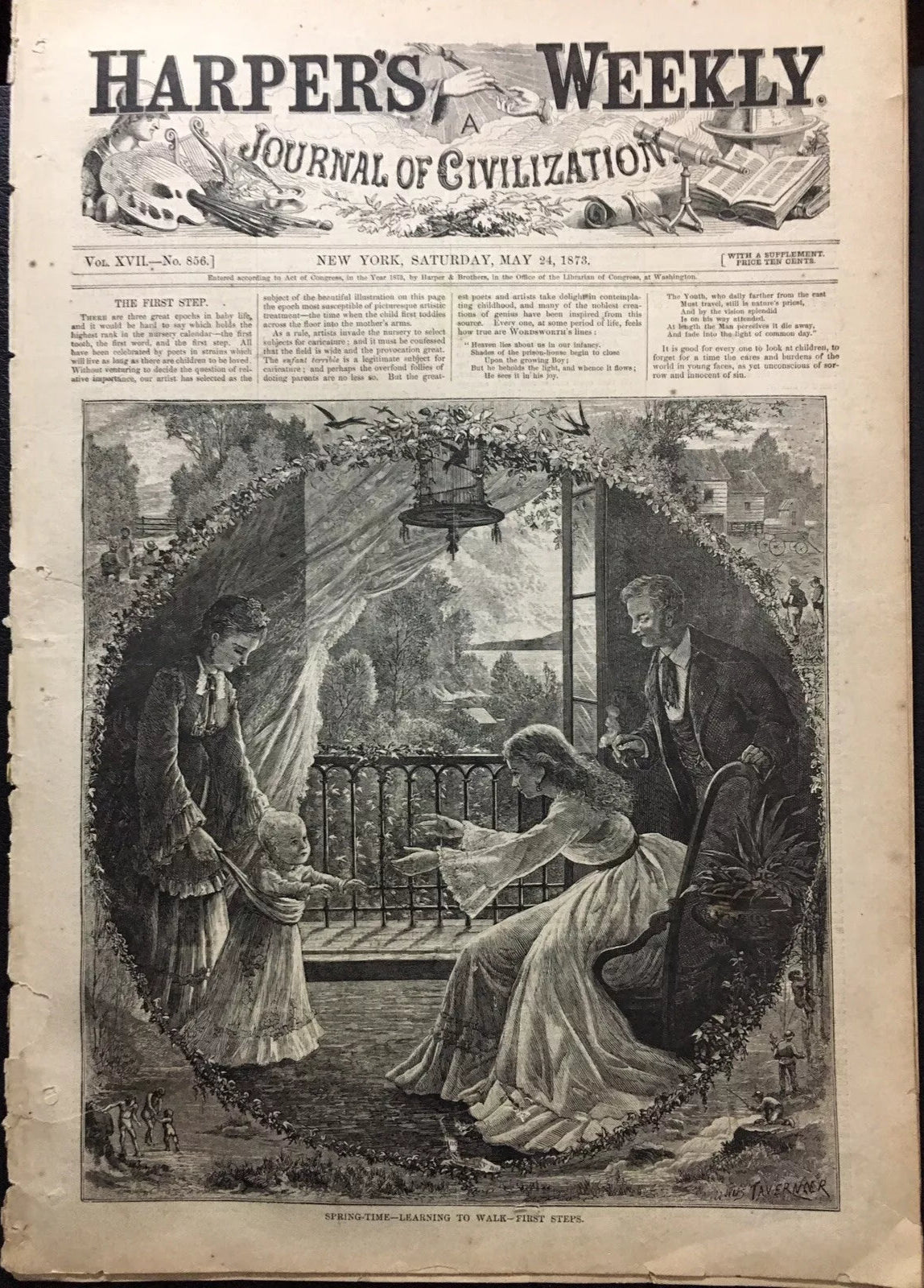 1873 Harper's Weekly Journal of Civilization-Dixon IL Worst USA Bridge Disaster