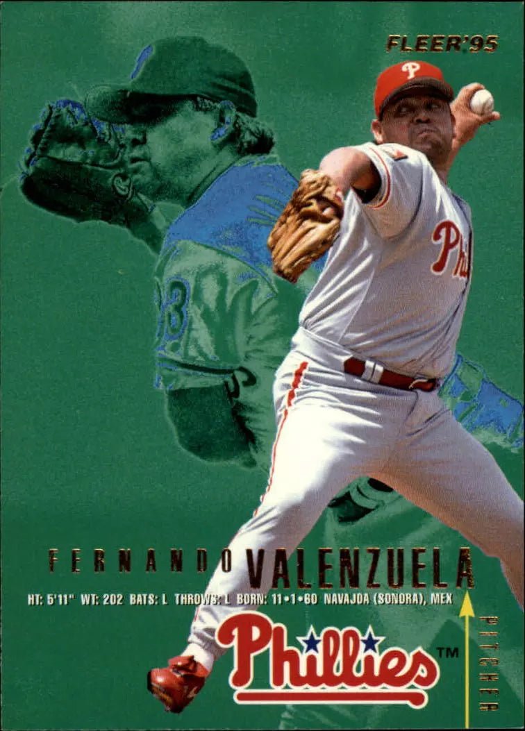 1995 Fleer Philadelphia Phillies Baseball Card #406 Fernando Valenzuela