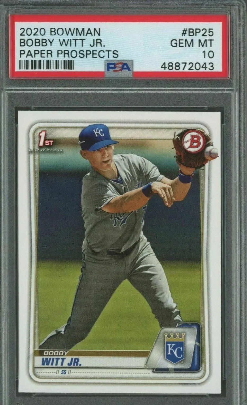 PSA 10 BOBBY WITT JR. 1st 2020 Bowman Paper Prospects Rookie Card RC