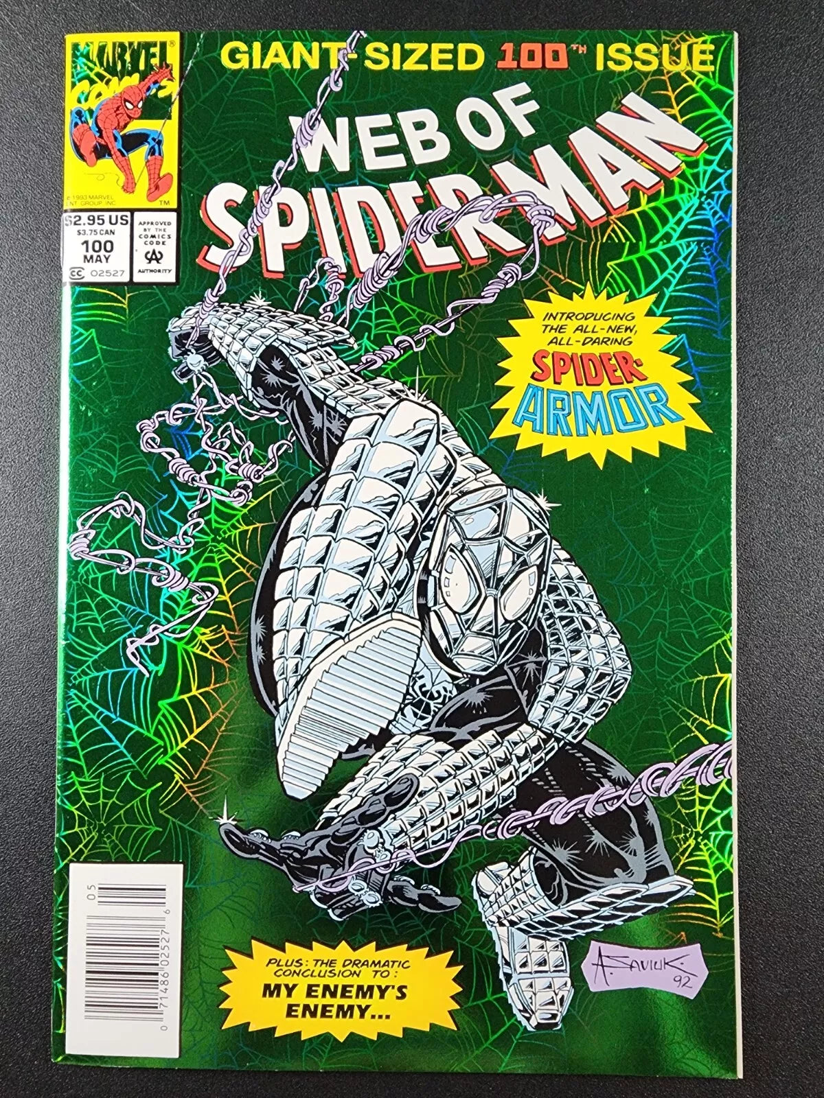 Web Of Spider-Man #100 NM Newsstand Marvel Comics 1993 Green Foil Cover