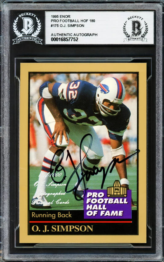 O.J. SIMPSON AUTOGRAPHED 1995 ENOR PRO HALL OF FAME HOF CARD BECKETT