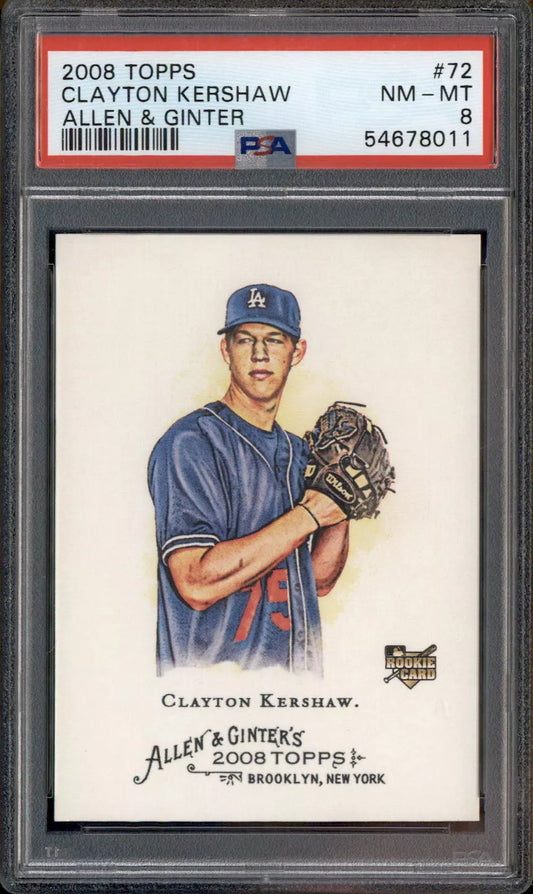 2008 Topps Allen & Ginter #72 Clayton Kershaw RC Rookie PSA 8