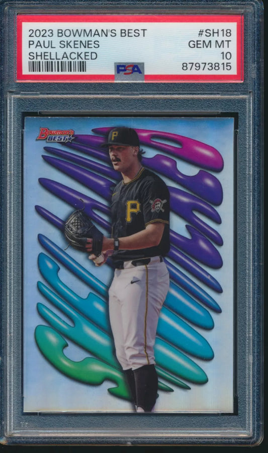 PSA 10 PAUL SKENES 2023 Bowman's Best SHELLACKED REFRACTOR PIRATES RC GEM MINT