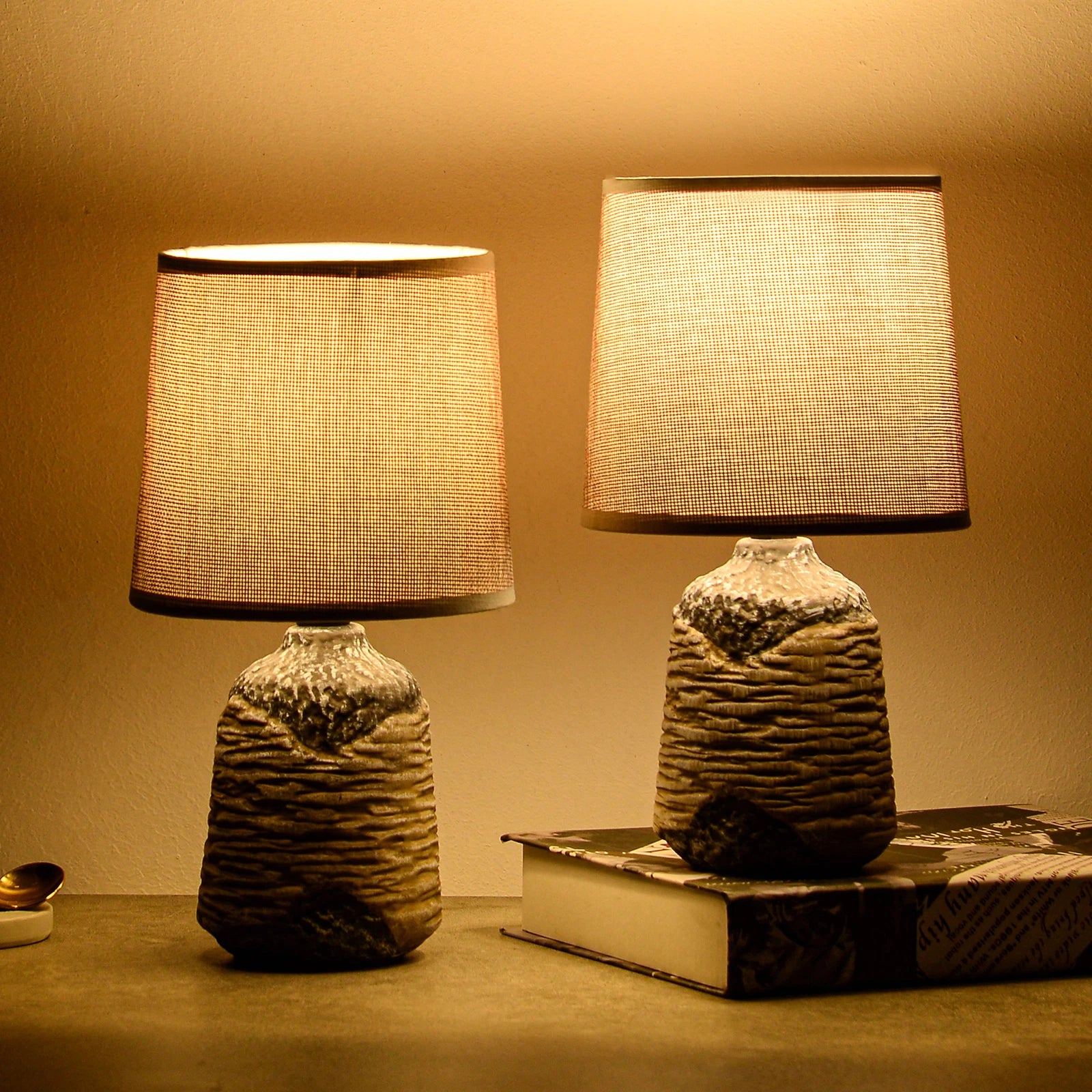 2-Pack BRUBAKER Table or Bedside Lamps - Gray/Dark Gray w Ceramic Base, 10.8" -  BigGreenBear.com Lighting 49.99 USD Big Green Bear