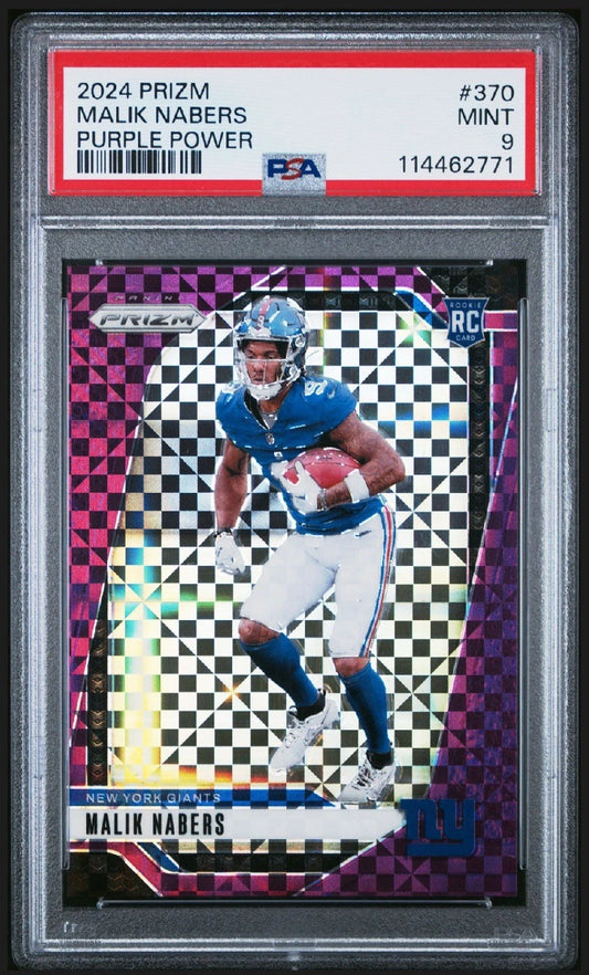 2024 Panini Prizm Malik Nabers Purple Power RC /49 PSA MINT 9 Rookie #370 -  BigGreenBear.com Football card 198.00 USD Big Green Bear