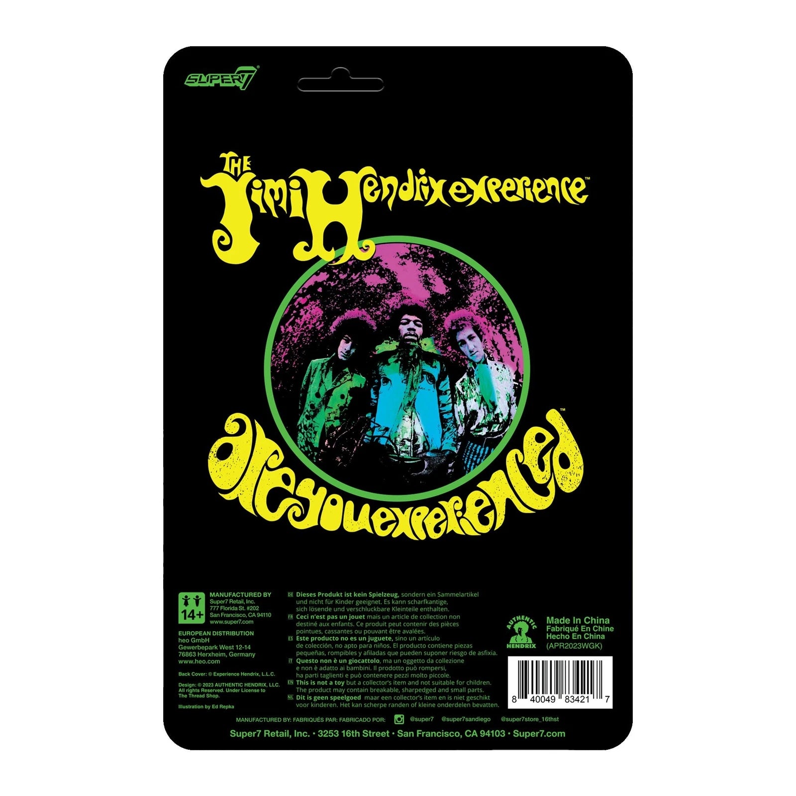 Super7 Jimi Hendrix Blacklight (are You Experienced) - 3.75" -  BigGreenBear.com Action Figure 29.99 USD