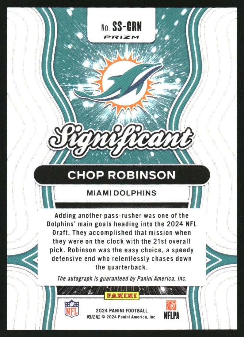2024 Panini Prizm Significant Signatures #67 Chop Robinson Auto -  BigGreenBear.com Football card 22.00 USD Big Green Bear