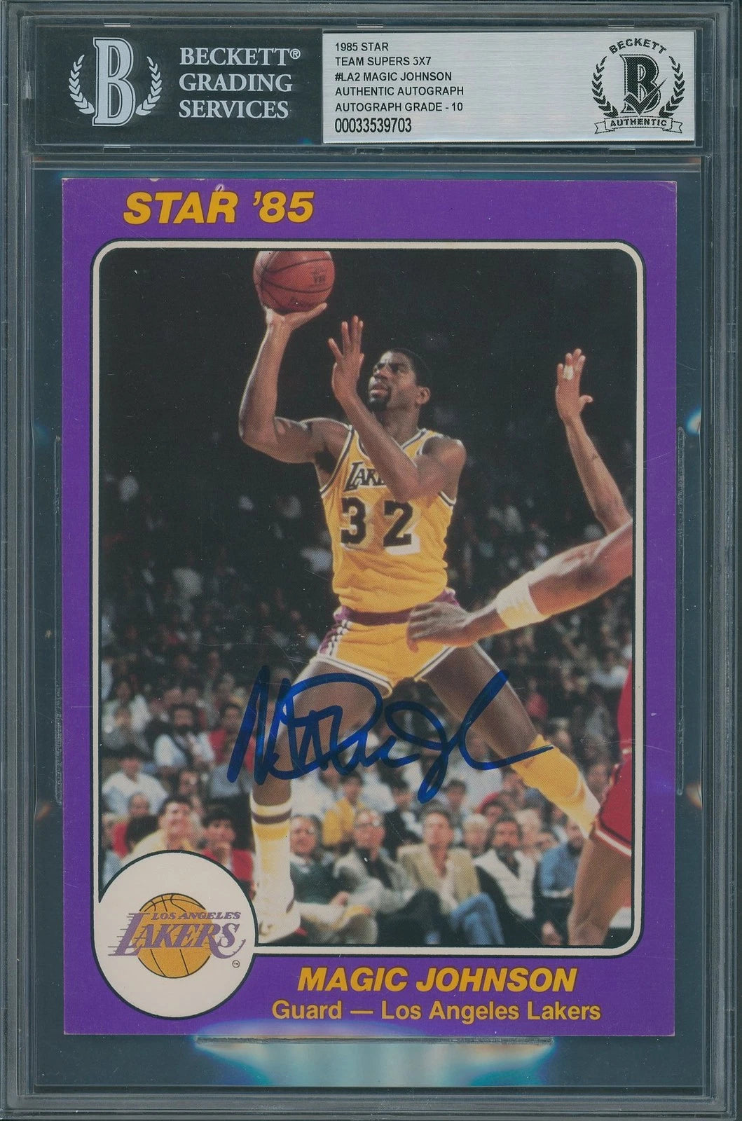 1985 Star Team Supers 5x7 #2 Magic Johnson Beckett Authentic Signed Auto 10 -  BigGreenBear.com Basketball cards 498.00 USD Big Green Bear