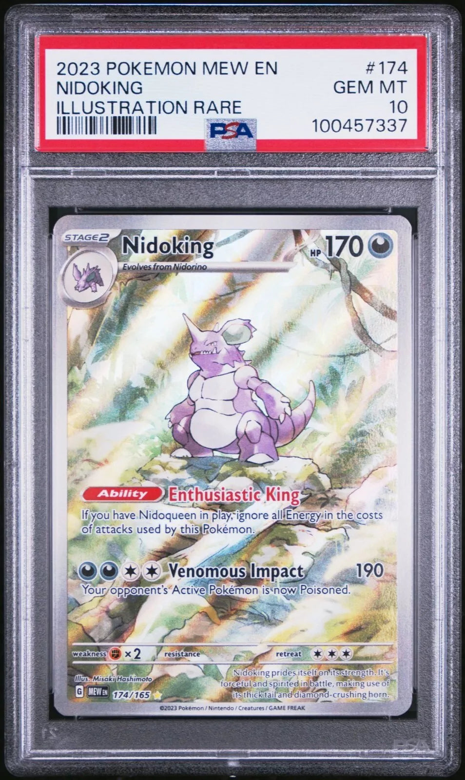 PSA 10 GEM MINT Nidoking Illustration Rare 174/165 SV Pokemon 151 2023