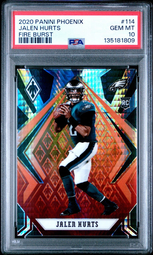 2020 Phoenix JALEN HURTS Fire Burst #114 PSA 10 GEM MINT RC Rookie Card Eagles Biggreenbear.com