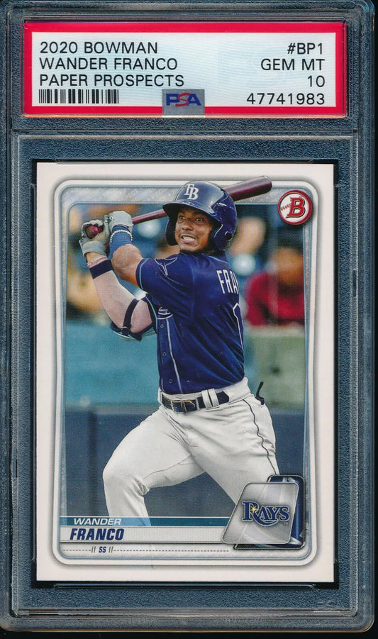 PSA 10 WANDER FRANCO 2020 Bowman Paper Tampa Bay Rays Rookie Card RC GEM MINT