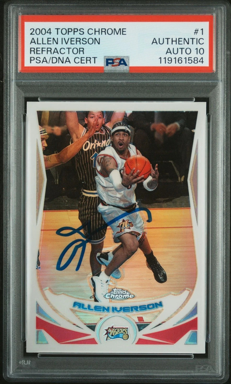 Allen Iverson 2004 Topps Chrome Refractor Signed Basketball Card #1 Auto PSA 10 -  BigGreenBear.com trading cards 399.00 USD Big Green Bear