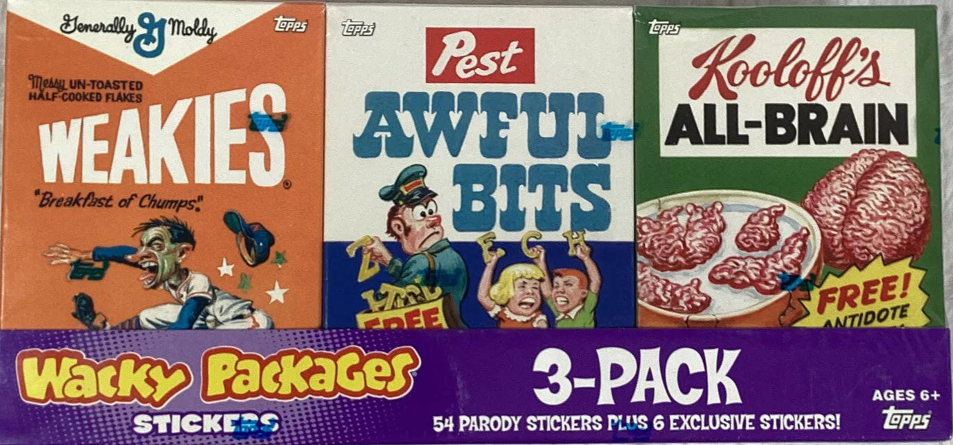 Wacky Packages Mini Cereal Box Parody 3-Pack Set 54 Stickers Topps 2010 Sealed