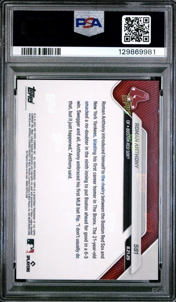 2025 Topps Now Roman Anthony #591 RC Rookie CALL-UP PR /4917 PSA 10 -  BigGreenBear.com trading cards 69.99 USD Big Green Bear
