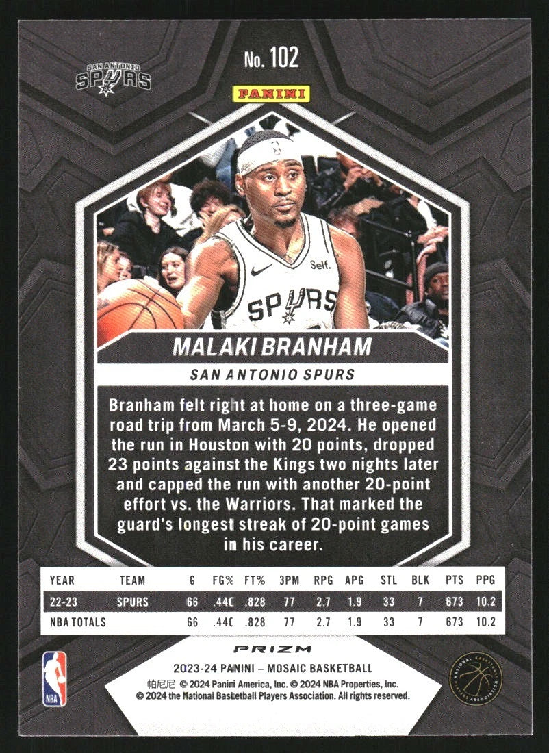 2023-24 Panini Mosaic Mosaic Reactive Blue #102 Malaki Branham -  BigGreenBear.com Basketball cards 0.99 USD Big Green Bear