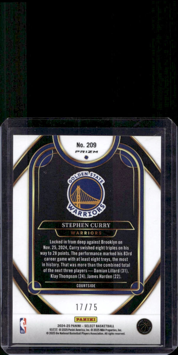 2024-25 Panini Select Stephen Curry White Disco Courtside #17/75
