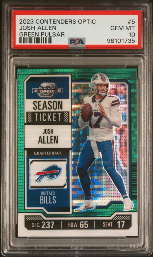 2023 Optic Contenders Josh Allen Green Pulsar /35 PSA 10