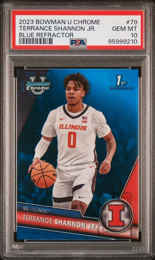 2023 Bowman U Chrome Terrance Shannon Jr. Blue Refractor /199 PSA 10 POP 3