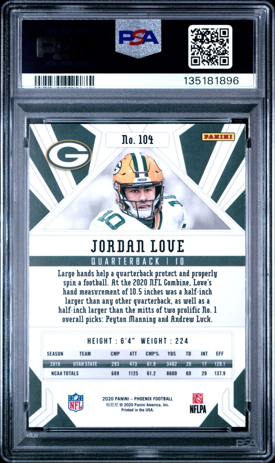 2020 Phoenix JORDAN LOVE Fire Burst #104 PSA 10 GEM MINT Biggreenbear.com Big Green Bear