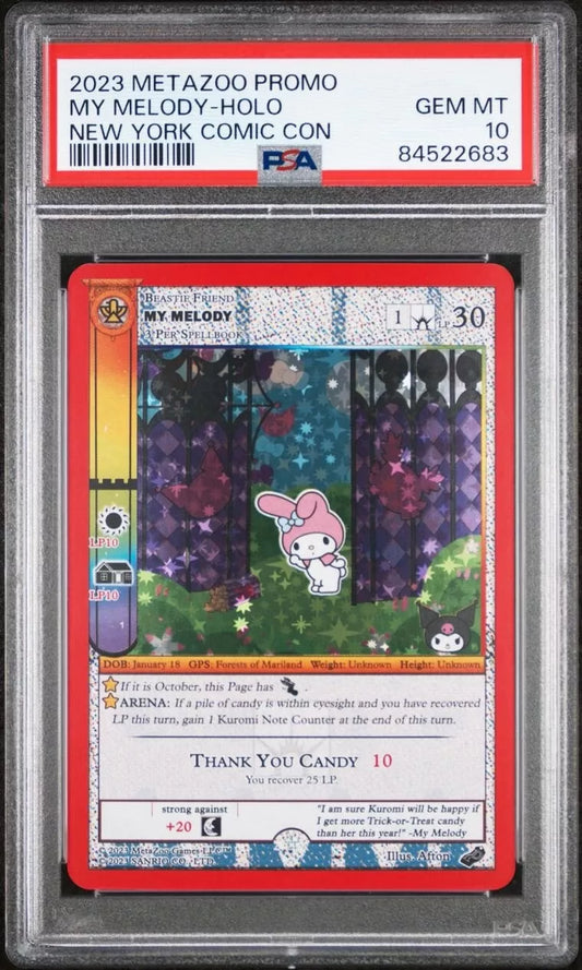 NYCC Comic Con 2023 Metazoo Promo PSA 10 My Melody Holo Hello Kitty Kuromi