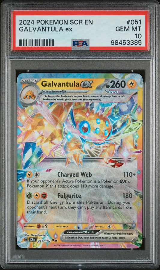 2024 POKEMON STELLAR CROWN SCR EN #51 GALVANTULA ex PSA 10