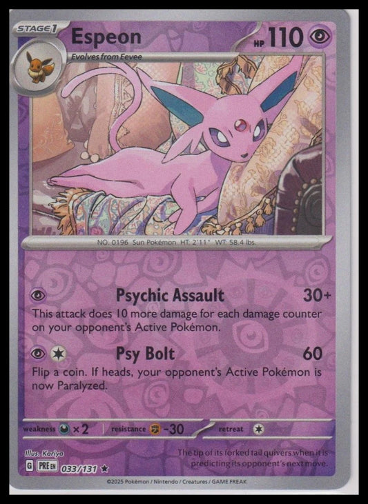 2025 Espeon 033/131 - Prismatic Evolutions - Reverse Holo Pokemon Card