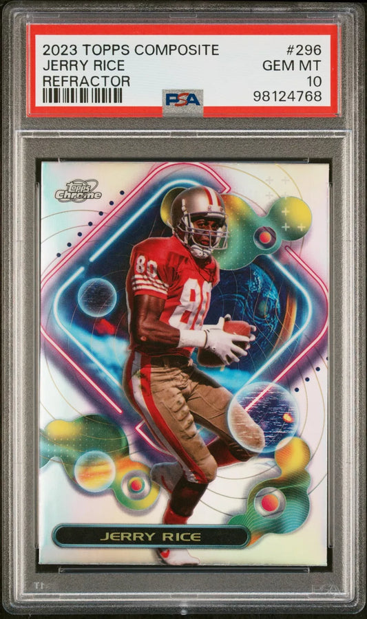 2023 TOPPS COMPOSITE #296 JERRY RICE REFRACTOR PSA 10 HOF POP 2