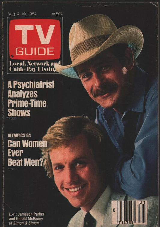 TV Guide - Aug 4, 1984 - Simon & Simon - Jameson Parker, Gerald McRaney -  BigGreenBear.com Magazine 12.25 USD Big Green Bear