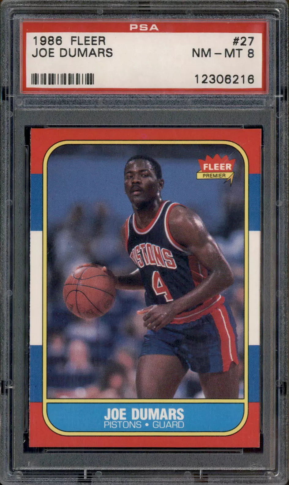 1986 Fleer #27 Joe Dumars PSA 8