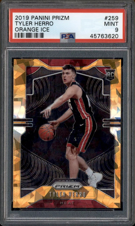 2019 Panini Prizm Orange Ice #259 Tyler Herro RC Rookie PSA 9