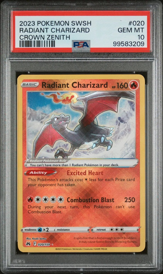 PSA 10 GEM MINT Radiant Charizard 020/159 Crown Zenith Pokemon TCG