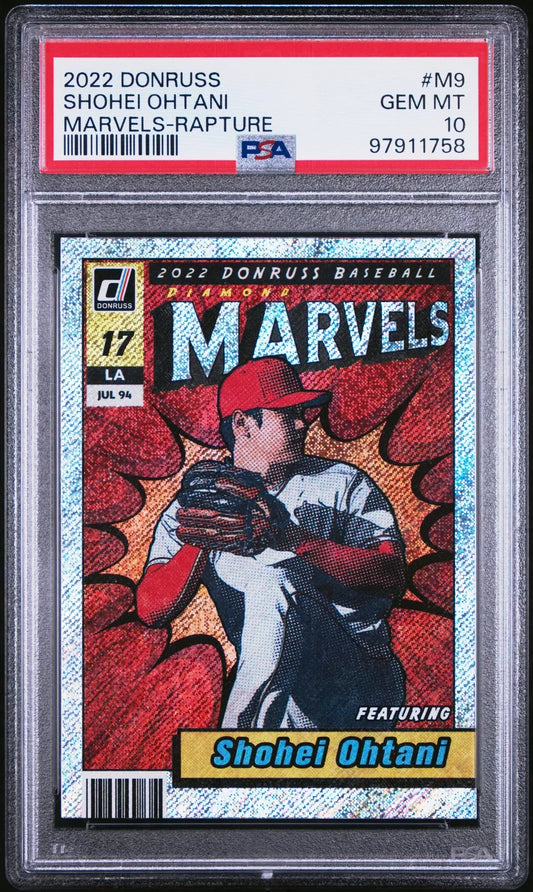 2022 PANINI DONRUSS MARVELS #M9 SHOHEI OHTANI MARVELS RAPTURE PSA 10