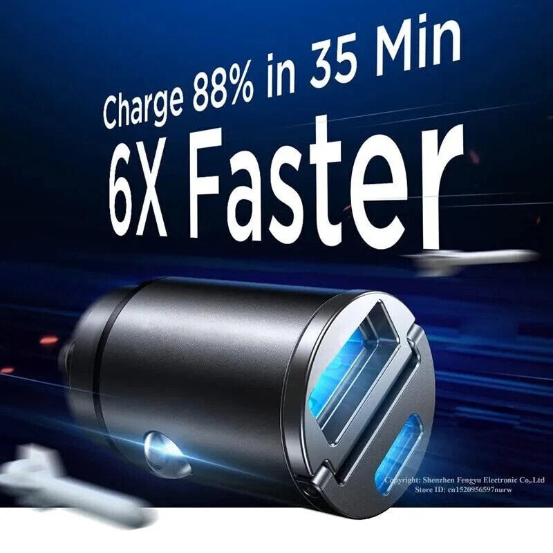 2 Port USB Super Fast Car Charger Adapter For iPhone Samsung Android Cell Phone