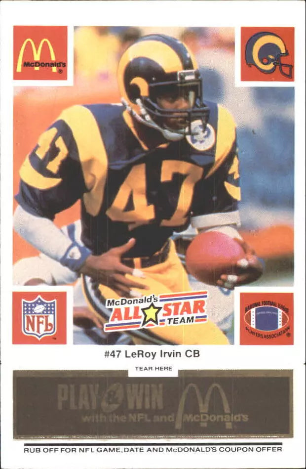 1986 McDonald's All-Stars Black Tab Oversized Card -  BigGreenBear.com Football card 0.65 USD Big Green Bear