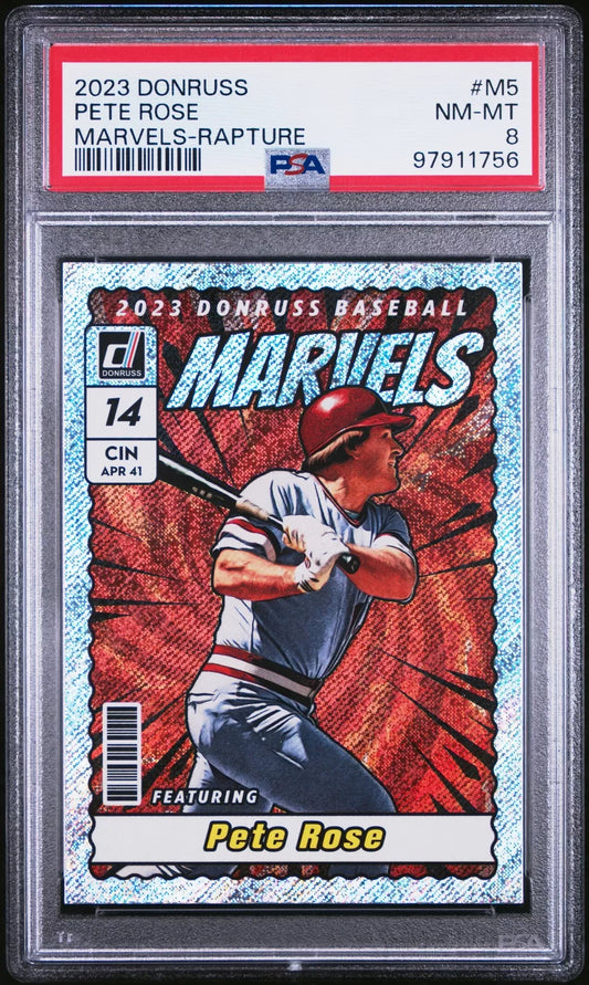 2023 PANINI DONRUSS MARVELS #M5 PETE ROSE MARVELS RAPTURE PSA 8