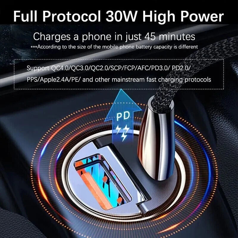 2 Port USB Super Fast Car Charger Adapter For iPhone Samsung Android Cell Phone